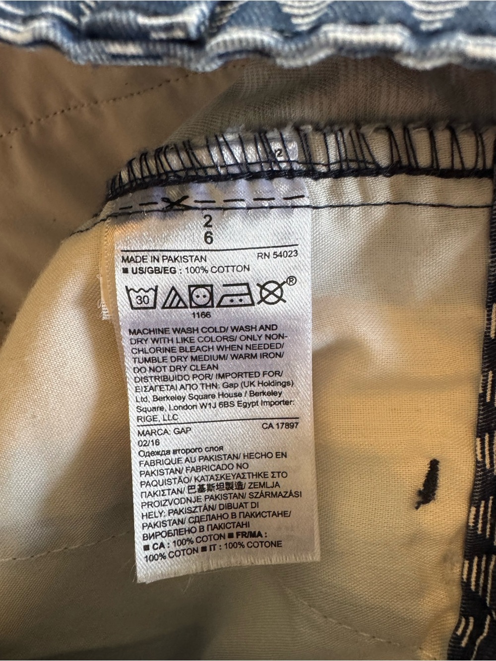 GAP Women’s Printed Chino Shorts Size 2 Blue White Geometric Pattern Cotton - Picture 6 of 6